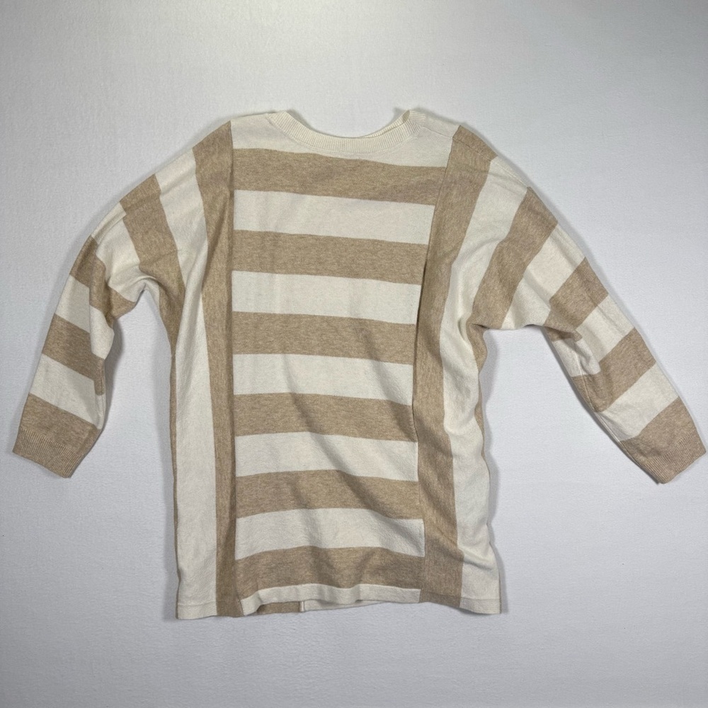 J JILL dolman sweater tunic neutral Striped Beige and White Sweater XL - Picture 8 of 8
